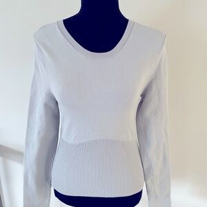 Babaton Shirt grey/blue ribbed waist